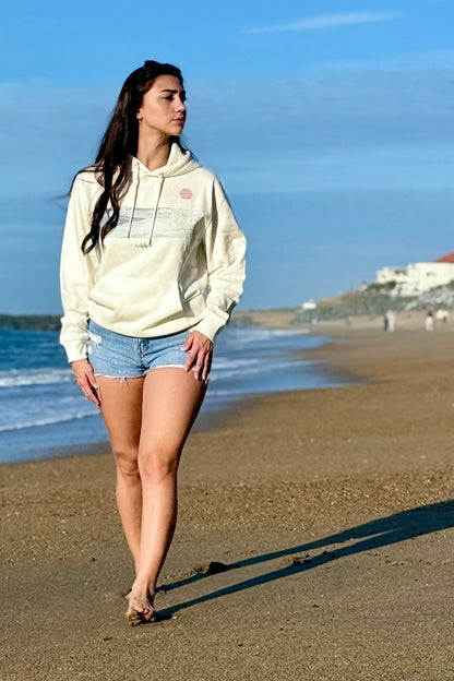 Sweat à capuche Unisexe off white : Wave & Sunset